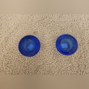 Crate And Barrel Set Of 2 Cobalt Blue Candle Holders Vase Decor